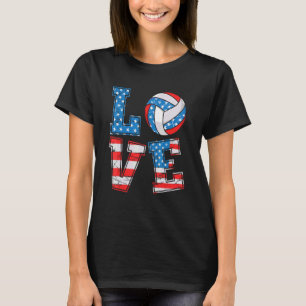 Cute Love Volleyball Usa Vlaggenmeisjes Volleyba T-shirt