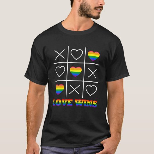 Cute Love Wint LGBT Rainbow Heart Pride Tic Tac to T-shirt (Voorkant)