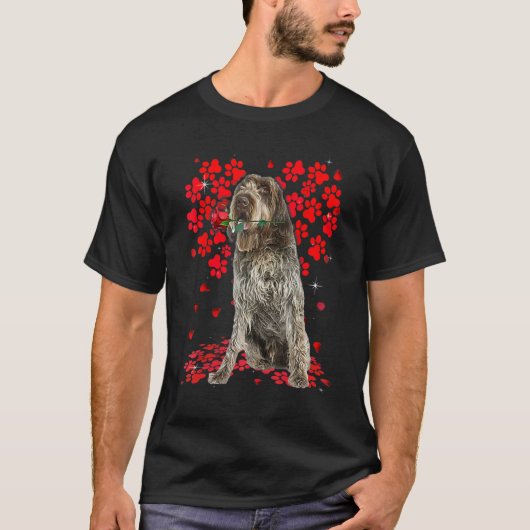 Cute Love Wirehaered Pointing Griffon Dog Valentin T-shirt (Voorkant)