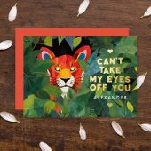 Cute Love Woorden Kleurrijke Jungle Wilde Tijger G Folie Feestdagenkaart