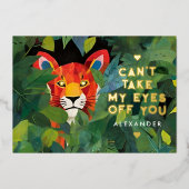 Cute Love Woorden Kleurrijke Jungle Wilde Tijger G Folie Feestdagenkaart (Voorkant)