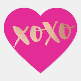 CUTE LOVE XOXO HEART modern roos goud, lichtroze Hart Sticker