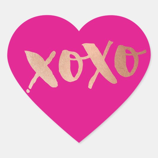 CUTE LOVE XOXO HEART modern roos goud, lichtroze Hart Sticker (Voorkant)