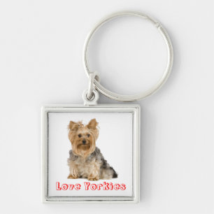 Cute Love Yorkshire Terrier Puppie Hond Sleutelhan Sleutelhanger