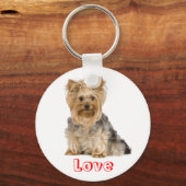 Cute Love Yorkshire Terrier Puppie Sleutelhanger (Voorkant)