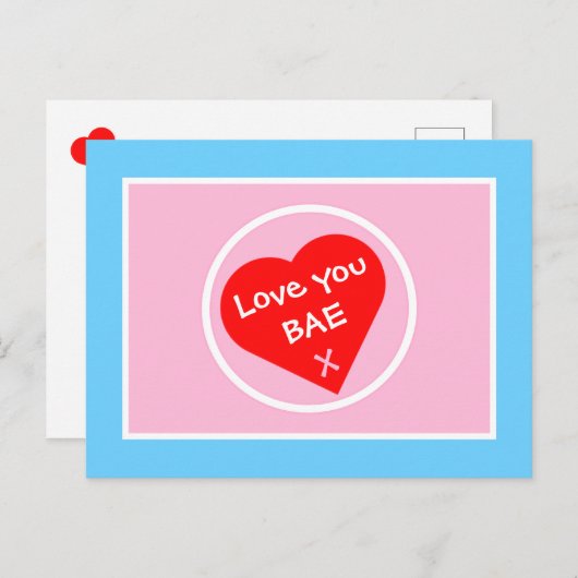 Cute Love You BAE Hearts Briefkaart (Voorkant / Achterkant)