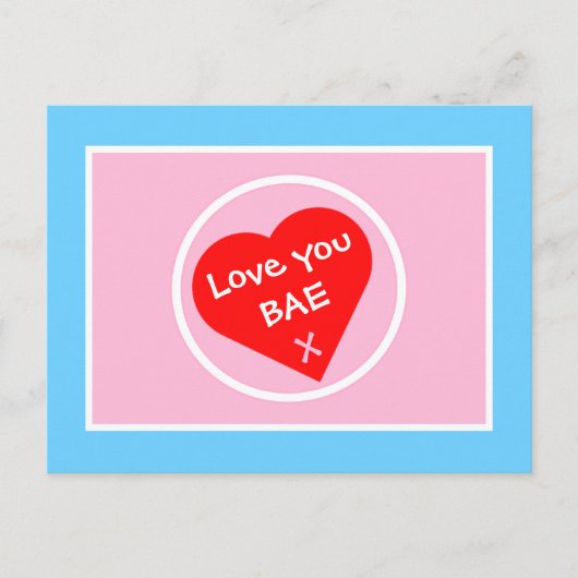 Cute Love You BAE Hearts Briefkaart (Voorkant)