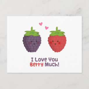 Cute Love You Berry Much Pun Humor Briefkaart