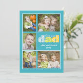 Cute Love You Dad Collage Photo Vaderdag Card Aankondiging (Staand voorkant)
