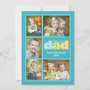 Cute Love You Dad Collage Photo Vaderdag Card Aankondiging