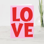 Cute Love You Roze Rode Hart Valentijnsdag Feestdagen Kaart (Voorkant)