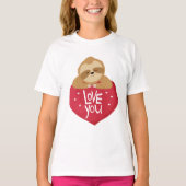 Cute Love You Valentijnsdag Sloth T-shirt (Voorkant)