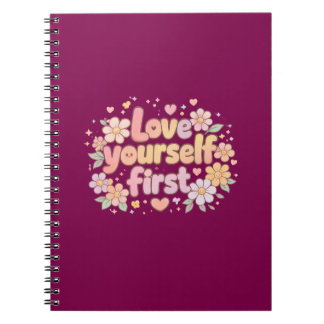 Cute Love Yourself Floral Quote Design | Gift Bag Notitieboek