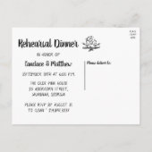 Cute Lovebird Black White Weddenrenrepetitie Dinne Uitnodiging Briefkaart (Achterkant)