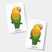 Cute lovebird cartoon parrot badge (Voor- en achterkant)