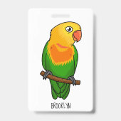 Cute lovebird cartoon parrot badge (Achterkant)