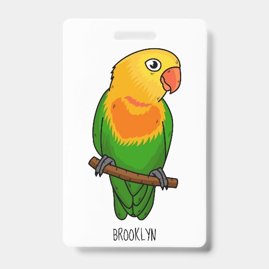 Cute lovebird cartoon parrot badge (Voorzijde)