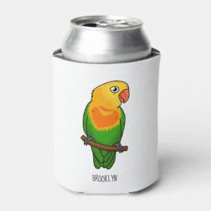 Cute lovebird cartoon parrot blikjeskoeler