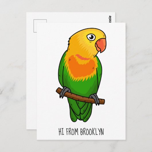 Cute lovebird cartoon parrot briefkaart (Voorkant / Achterkant)