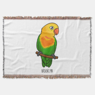 Cute lovebird cartoon parrot deken