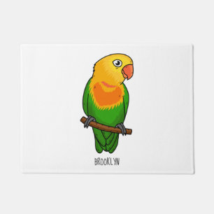 Cute lovebird cartoon parrot deurmat