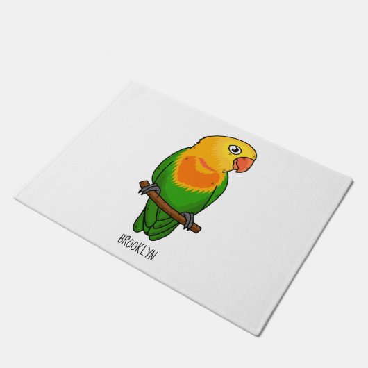 Cute lovebird cartoon parrot deurmat (Schuin)