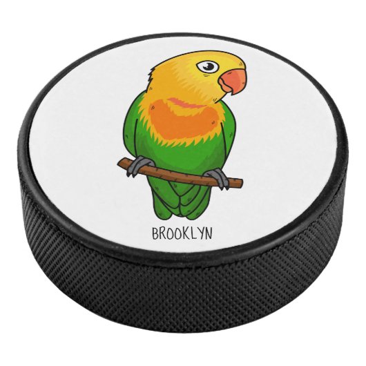 Cute lovebird cartoon parrot hockey puck (3/4)