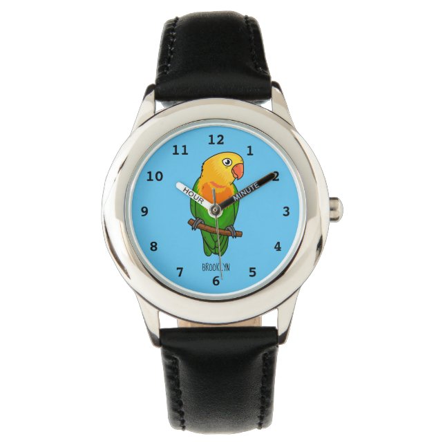 Cute lovebird cartoon parrot horloge (Voorkant)