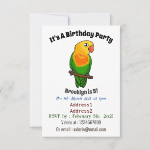 Cute lovebird cartoon parrot kaart