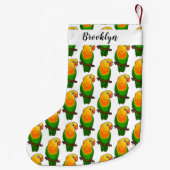 Cute lovebird cartoon parrot kleine kerstsok (Achterkant)