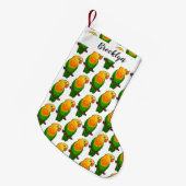 Cute lovebird cartoon parrot kleine kerstsok (Voorkant (Hangend))