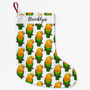Cute lovebird cartoon parrot kleine kerstsok