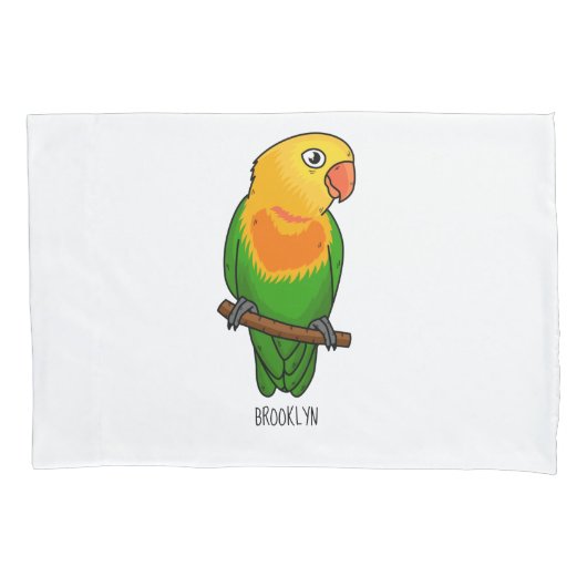 Cute lovebird cartoon parrot kussensloop (Voorkant)
