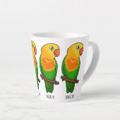 Cute lovebird cartoon parrot latte mok (Rechterhoek)