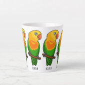 Cute lovebird cartoon parrot latte mok (Voorkant)