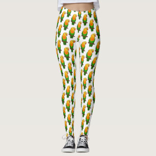Cute lovebird cartoon parrot leggings