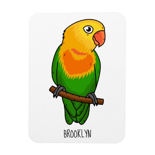 Cute lovebird cartoon parrot magneet (Verticaal)