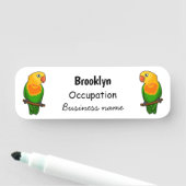 Cute lovebird cartoon parrot naamplaatje (In situ)