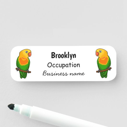Cute lovebird cartoon parrot naamplaatje (In situ)