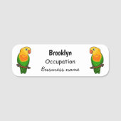 Cute lovebird cartoon parrot naamplaatje (Voorkant)