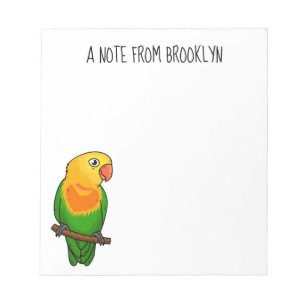 Cute lovebird cartoon parrot notitieblok