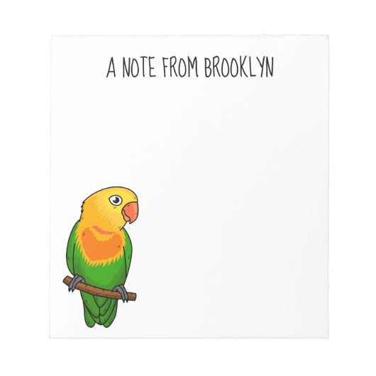 Cute lovebird cartoon parrot notitieblok (Voorkant)