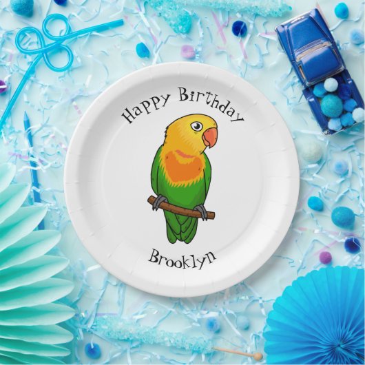 Cute lovebird cartoon parrot papieren bordje (Feest)