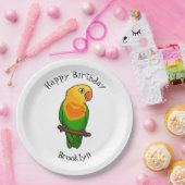Cute lovebird cartoon parrot papieren bordje (Feest)