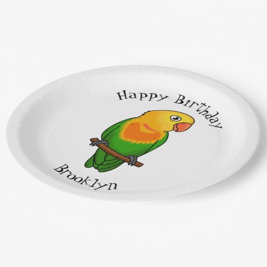 Cute lovebird cartoon parrot papieren bordje (Gekanteld)