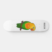 Cute lovebird cartoon parrot persoonlijk skateboard (Horizontaal)