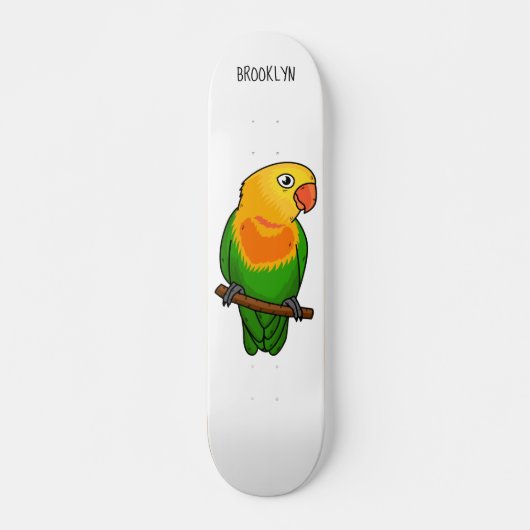 Cute lovebird cartoon parrot persoonlijk skateboard (Voorkant)
