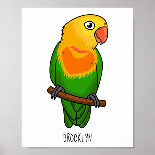 Cute lovebird cartoon parrot poster (Voorkant)