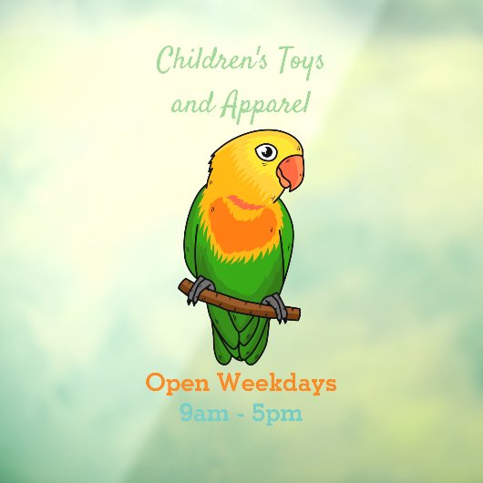 Cute lovebird cartoon parrot raamsticker (Vel 3)