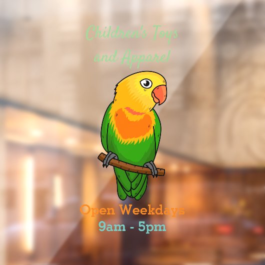 Cute lovebird cartoon parrot raamsticker (Vel 2)